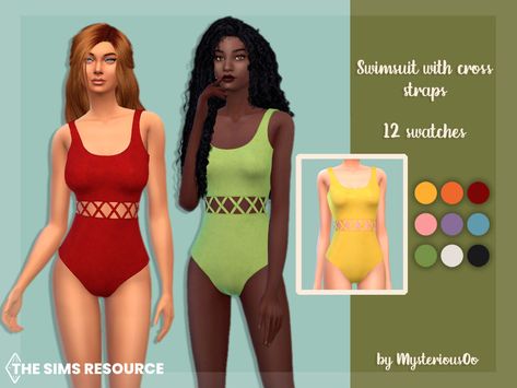 The Sims Resource - Swimsuit with cross straps Sims 4 Cc Swimwear Bikinis, Sims 4 Cc Swimwear, Cc Swimwear, The Sims 4 Resource, Sims 4 Resource, Transparent Dress, Dress With Pleats, Sims 4 Toddler, Checkered Dress