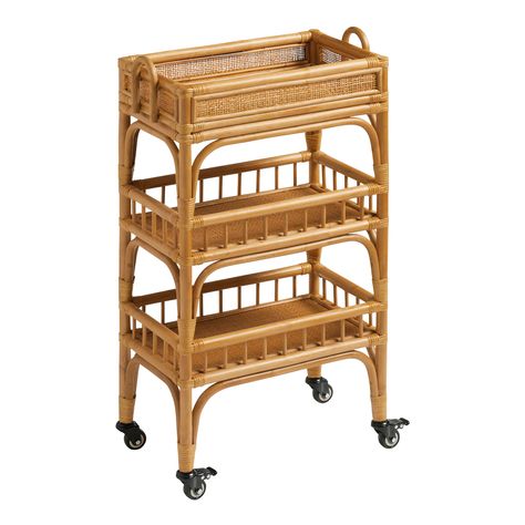 Rattan 3 Tier Bar Cart - World Market Global Decor, Utility Cart, World Market, Home Trends, Bar Cabinet, Global Style, Unique Home Decor, Bar Cart, New Room