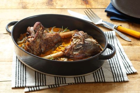 Red Wine-braised American Lamb Shanks with Butternut Squash and Parsnip Puree - American Lamb Board Parsnip Puree Recipe, Braised Lamb Shanks Recipe, Braised Lamb Shank, Lamb Shank Recipe, Parsnip Puree, Braised Lamb Shanks, How To Cook Lamb, Night Recipes, Braised Lamb