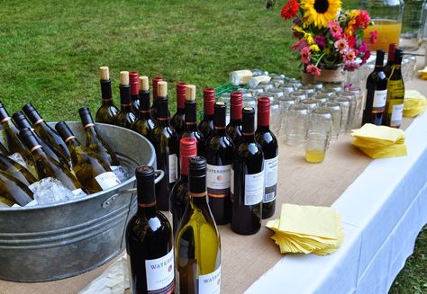 Wedding Wine Bar, Diy Wedding Bar, San Juan Islands Wedding, Wine Station, Wedding Drink Station, Metal Pail, Wedding Food Drink, Late Summer Weddings, San Juan Island