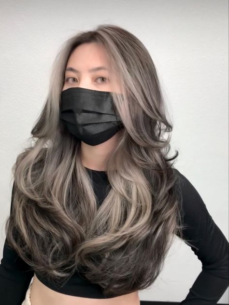 Ash Brown Hair Balayage, Blonde Asian Hair, Grey Balayage, Hair Color Asian, Black Hair Balayage, Korean Hair Color, Hair Color Underneath, Ash Hair Color, Brown Hair Inspo