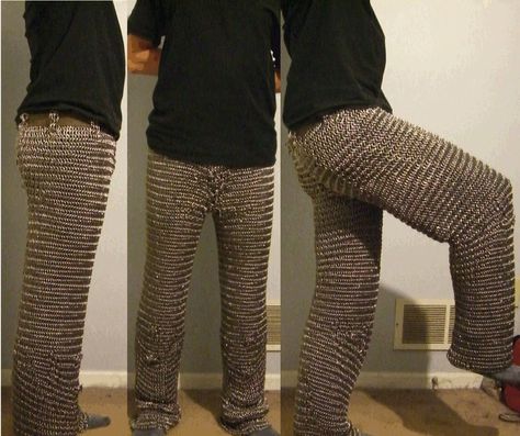 6-in-1 Pants by ~Antagonist357 on deviantART Chainmaille Clothing, Chainmail Clothing, Santa Wine Bottle, Scale Maille, Chainmail Shirt, Chainmail Patterns, Chainmail Top, Chain Clothes, Scale Mail