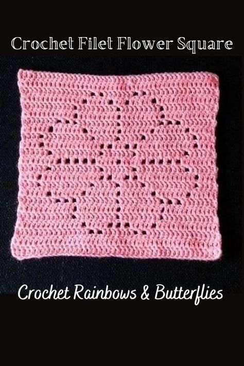 Filet Crochet Flower, Crochet Beginner, Fillet Crochet Patterns, Crochet Hearts, Crochet Filet, Granny Square Crochet Patterns Free, Crochet Knit Stitches, Fillet Crochet, Step By Step Crochet