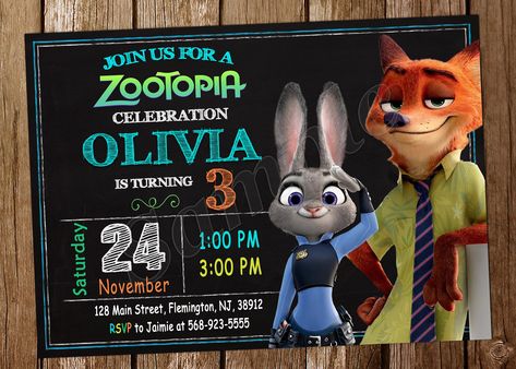 Zootopia Birthday Party, Zootopia Birthday, Zootopia Party, Birthday Centerpieces, Zootopia, Party Items, Editable Invitations, Paper And Ink, Printable Invitations