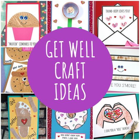 Preschool Get Well Card Ideas, Homemade Get Well Cards From Kids, Get Well Craft, Get Well Cards Made By Kids Hand Prints, Get Well Soon Crafts For Toddlers, Get Well Soon Kids Crafts, Toddler Get Well Soon Craft, Get Well Crafts For Kids To Make, Get Well Soon Crafts