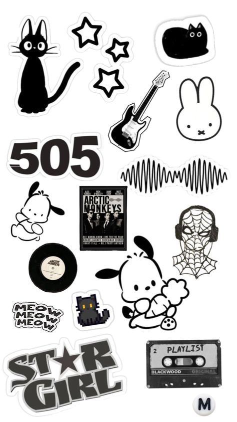 stikers black aesthetic Y2k Stickers, Spiderman Art Sketch, Cute Lockscreens, Graffiti Doodles, Scrapbook Printing, Iphone Case Stickers, Scrapbook Stickers Printable, Black Stickers, Easy Doodles Drawings