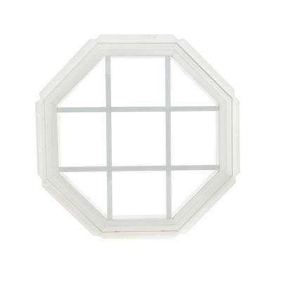 22.25 in. x 22.25 in. Fixed Octagon Geometric Vinyl Window with Grids - White Hexagon Window, Octagon Window, Attic Window, Shaped Windows, Decor Logo, Interior House Colors, White Windows, Windows Exterior, Casement Windows