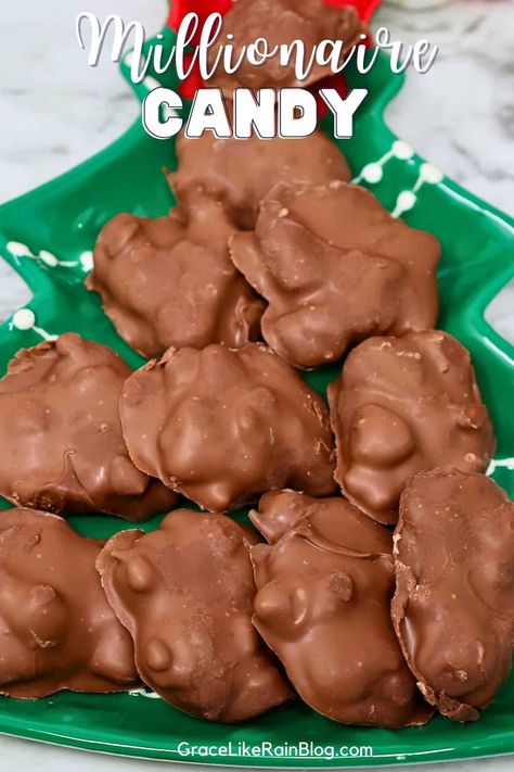 Millionaire Candy Recipe: Caramel Pecan Turtles - Grace Like Rain Blog Millionaire Candy, Millionaire Candy Recipe, Pecan Turtles Recipe, Stovetop Appetizers, Turtle Candy, Chocolate Covered Pecans, Caramel Pecans, Turtle Recipe, Sugar Free Desserts Easy