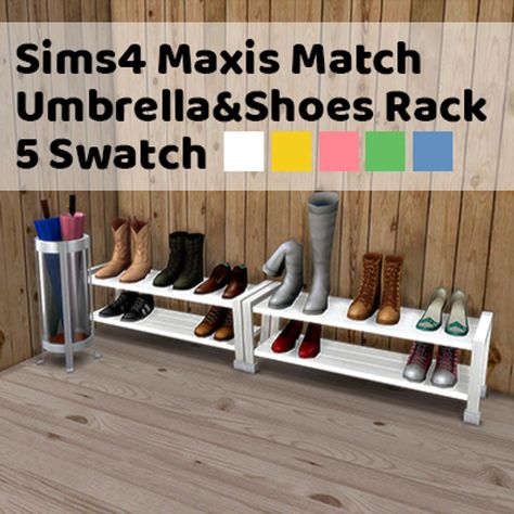 Sims 4 Cc Shoe Rack, Sims 4 Shoe Rack, Umbrella Rack, Cc Shoes, Sims 4 Cc Shoes, Sims 4 House Design, Sims 4 Cc Furniture, Sims 4 Build, Sims 4 Houses