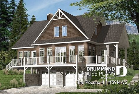 Lake Front House Plans, Drummond House Plans, Cape Cod Style House, Craftsman Cottage, Chalet Design, Two Story House Plans, Cottage Style House Plans, Cape Cod Style, Mountain House Plans