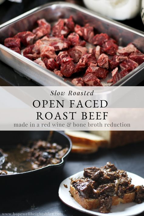 Open Faced Roast Beef, Roast Beef Dinner, Red Wine Reduction, Low Carb Meats, Stew Meat Recipes, Roast Beef Sandwiches, Meat Sandwich, Beef Bone Broth, Roast Beef Recipes