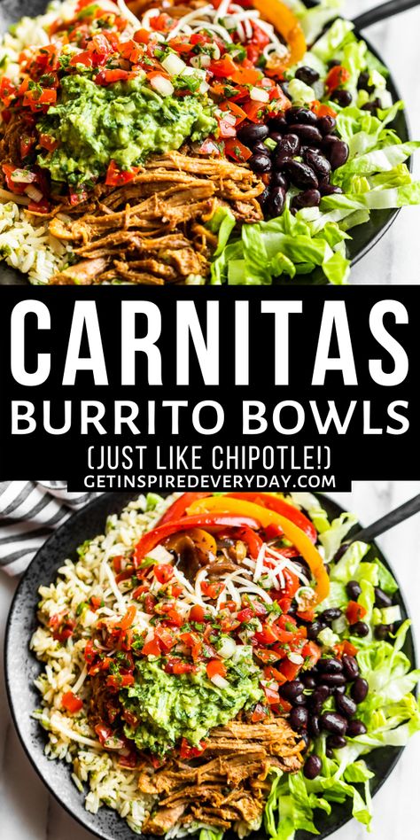 Carnitas Burrito, Chipotle Copycat, Healthy Bowls Recipes, Burrito Bowls, Healthy Bowls, Dinner Bowls, Easy Family Dinners, Burrito Bowl, Food Bowl