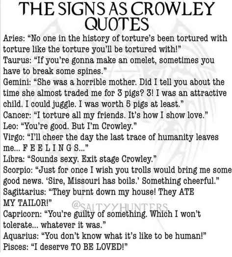 Supernatural Crowley Quotes, Supernatural Texts, Supernatural Birthday, Imagine Supernatural, Spn Quotes, Crowley Quotes, Supernatural Jokes, Supernatural Baby, Spn Cast