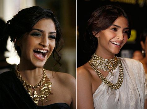 Sonam Kapoor Style - very trendy. Indian traditional Jewelry paired up with western outfit ..!!! :-) :-) :-) Layer Necklaces, National Film Awards, Western Outfit, Bollywood Style, Indian Inspired, Sonam Kapoor, Indian Traditional, Diva Fashion, Traditional Jewelry