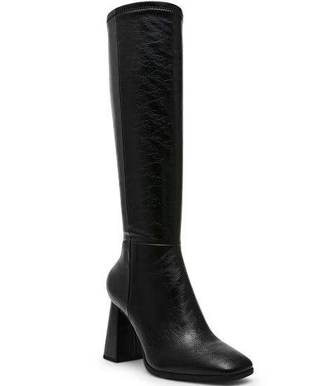 Steve Madden Livah Crinkle Stretch Knee High Boots | Dillard's Stretch Knee High Boots, Faux Leather Boots, Quiet Luxury, Wide Calf, Dillard's, Boots Outfit, Knee High Boots, High Boots, Fall Fashion