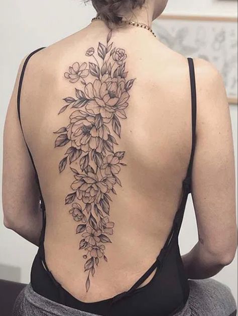 Flower Spine Tattoos, Spine Tattoo Ideas, Pretty Hand Tattoos, Spine Tattoos For Women, Spine Tattoo, Spine Tattoos, Back Tattoos, Blow Your Mind, Back Tattoo