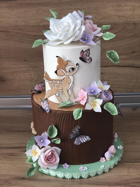 Bambi First Birthday Cake, Cake Bambi Disney, Bambi Theme Cake, Bambi Cake Topper, Bambi Cake Pops, Bambi Gender Reveal, Bambi Cake Ideas, Bambi Cakes Girl, Bambi Themed Baby Shower Ideas