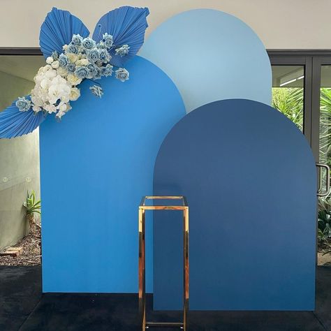 FAUX FLOWER ARRANGEMENT HIRE — One Big Day Event Hire | Melbourne Blue Backdrop Ideas, Blue Arch Backdrop, How To Make Backdrop, Faux Flowers Arrangements, Diy Backdrop Stand, Diy Photo Backdrop, Backdrop Wall, Wedding Backdrop Design, Faux Flower Arrangements