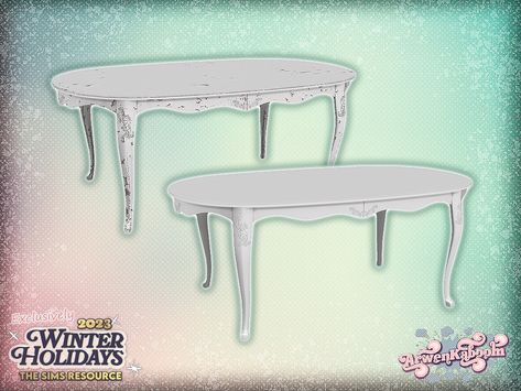 The Sims Resource - Hollyland - Dining Table Sims 4 Kitchen Table, Sims 4 Shabby Chic, Ts4 Clutter, Pink Dining Rooms, Christmas City, Cottage Table, Sims 4 Kitchen, Sims 4 Clutter, Small Kitchen Tables