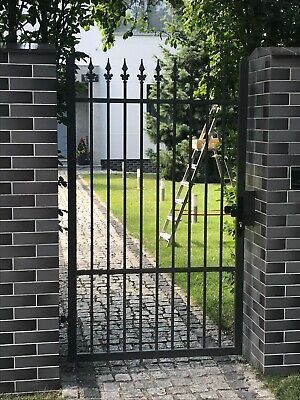 Low Wall Steel railings, Metal fencing | eBay Metal Gate Door, Gate Design For Home, Iron Fence Gate, Contemporary Gates, Gate Pictures, Fence Wall Design, Pedestrian Gate, Metal Fencing, Side Gate