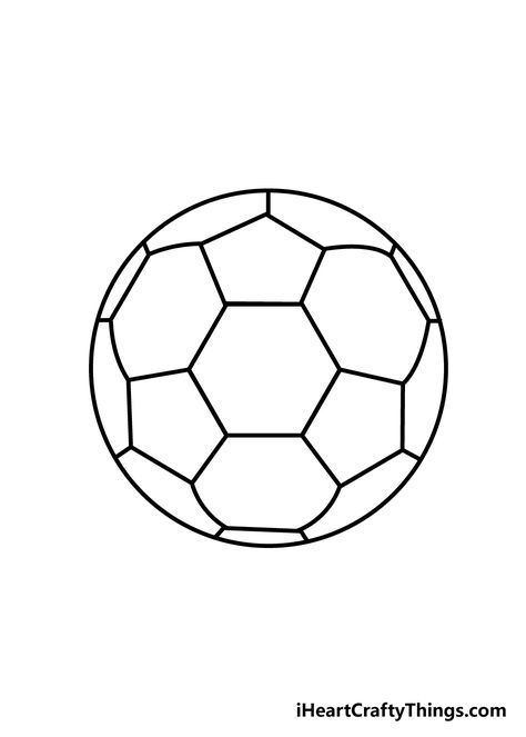 Soccer Ball Outline, Soccer Ball Drawing Easy, Ball Drawing For Kids, Soccer Ball Drawing, Shape Poems, Soccer Drawing, Insect Coloring Pages, Drawing Room Interior Design, Drawing Toys