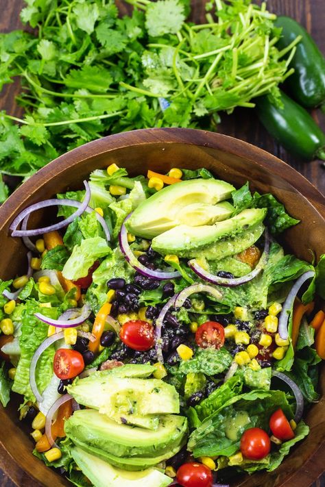 Southwestern Salad with Jalapeno Lime Vinaigrette. Jalapeno Lime Vinaigrette, Jalapeño Salad, Jalapeno Salad, Jalapeno Vinaigrette, Salad With Jalapeno, Chopped Cobb Salad, Southern Cornbread Salad, Pulled Pork Salad, Pickled Beet Salad