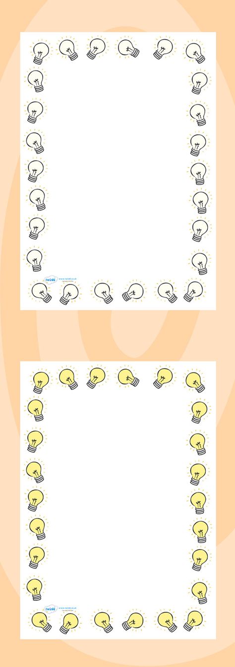 Twinkl Resources >> Light Bulb Page Borders  >> Thousands of printable primary teaching resources for EYFS, KS1, KS2 and beyond! electric, safety, safe, page border, border, writing template, writing aid, writing template, power, circuit, electricity, battery, Borders Classroom, Paper Borders, Science Electricity, Printable Writing Paper, Binder Cover Templates, Writing Template, Teaching Resources Primary, Science Writing, Scrapbook Frames