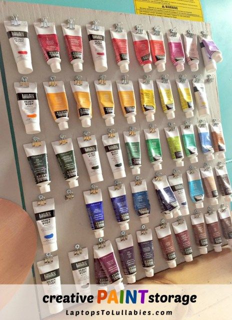 Acrylic Paint Storage Ideas Diy, Acrylic Paint Storage, Acrylic Paint Bottles, Craft Paint Storage, Diy Studio, Art Studio Organization, Sewing Room Design, Recycle Cans, Acrylic Tube