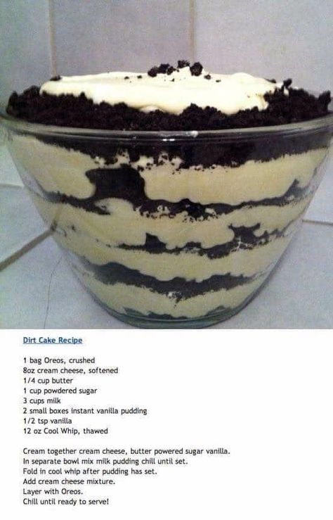 Cake With Oreos, Dirt Cake Recipes, Dirt Pudding, Oreo Dirt, Oreo Desserts, Dirt Cake, Trifle Desserts, Stick Butter, Oreo Recipes