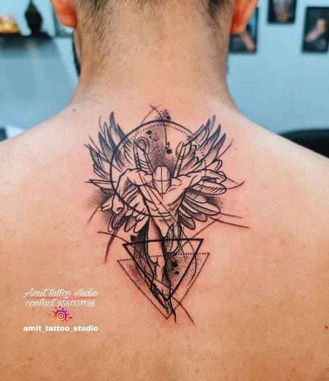 Angel Tatoos Aesthetic Men, Fineline Angel Tattoo, Guardian Angel Tattoo Designs For Men, Guardian Angel Tattoo For Men Forearm, Aesthetic Angel Tattoo, Warrior Angel Tattoo Men, Guardian Angel Tattoo Sleeve, Gaurdian Angel Tattoo, Guardian Angel Warrior Tattoo