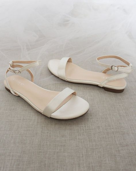 White Sandals Flat, Bride Sandals, Kids Heels, Homecoming Shoes, Women's Slip Ons, Flower Girl Shoes, Bridal Shoes Flats, Girls Flats, Wedding Shoes Flats