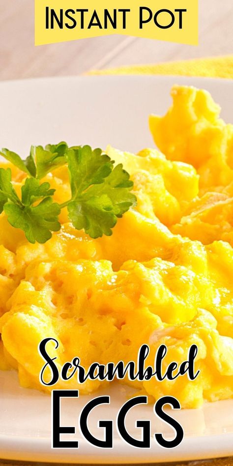 The easiest dish you can make with your Instant Pot or pressure cooker. Great source of protein. Eggs In A Crockpot, Instant Pot Scrambled Eggs, Crockpot Scrambled Eggs, Scrambled Egg Recipes Healthy, Scrambled Eggs With Cream, Easy Scrambled Eggs, Breakfast Eggs Scrambled, Cheesy Scrambled Eggs, Best Scrambled Eggs