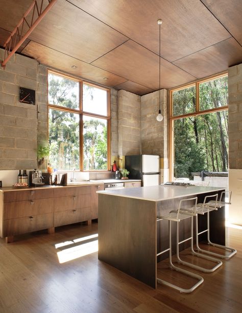 Industrial Decor Kitchen, Modern Grey Kitchen, Grey Kitchen Designs, Concrete Kitchen, Rural Retreats, Concrete House, White Modern Kitchen, Industrial Kitchen, The Design Files