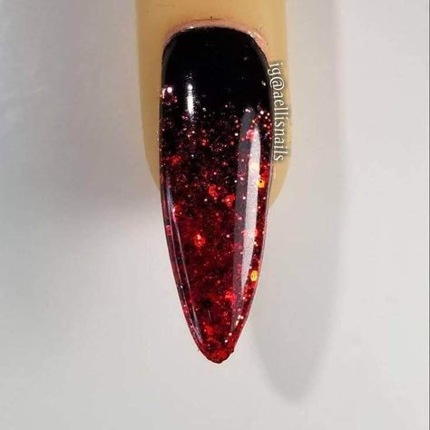 Black And Red Nails Glitter, Red And Black Ombre Gel Nails, Black Glitter Ombre Nails Coffin, Red Or Black Nails, Red And Black Ombre Nails Glitter, Ombre Nails Black And Red, Black Red Glitter Nails, Black And Red Nails Ombre, Ombre Red And Black Nails