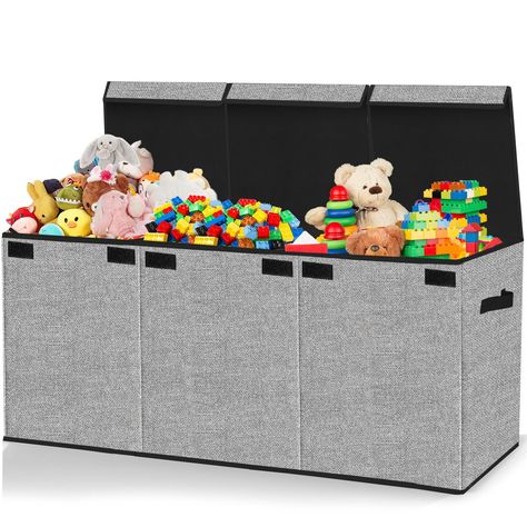 PRICES MAY VARY. 【Extra Large Capacity Toy Box】Toy storage size is 35.8inches * 16inches * 12.6 inches.Can accommodate more toys. 【Adjustable Size】Contains 2 detachable partitions, you can freely adjust the interior space, and there are up to three storage spaces for three kinds of toy classification. Help children learn to store better, and share happy time with parents. 【Multipurpose】The storage box can not only be used as a storage for kids,but also can be used for moving or pantry room,offic Baskets For Kids, Chest Storage, Pantry Room, Kids Toy Organization, Toy Bins, Toy Organization, Kid Toys, Toy Box, Storage Organizer