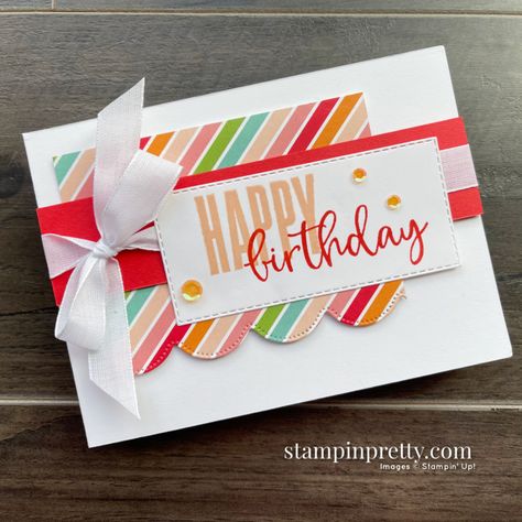 Wish Happy Birthday, Stampin Up Karten, Stampin Up Birthday Cards, Mary Fish, Stampin Pretty, Easy Birthday, Paper Scrapbook, Bday Cards, Stampin Up Catalog