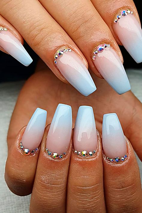 Trending Summer Nails - Stay on top of the awesome and greatest deal. Click to visit NOW! Blue Ombre Acrylic Nails, Nails Acryl, Ombre Coffin, Rounded Acrylic Nails, Blue Ombre Nails, Ombre Acrylic, Blue Coffin Nails, Pastel Ombre, Glitter Nails Acrylic