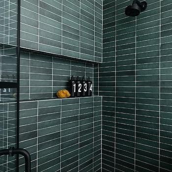 Shower Niche Shelf Design Ideas Horizontal Shower Niche, Shower Niche Design, Herringbone Wall Tile, Marble Herringbone Tile, Tile Shower Niche, Modern Shower Design, White Hexagon Tiles, Hexagon Tile Floor, Herringbone Wall