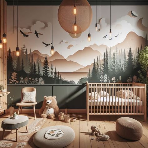 Forest Nursery Ideas, Forest Baby Rooms, Forest Kids Room, Forest Baby Nursery, Newborn Baby Room, Nursery Forest, Nursery Room Themes, Nursery Designs, Dreamy Nursery