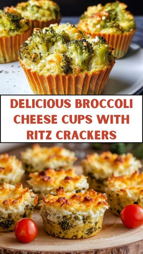 These Broccoli Cheese Cups are a perfect snack or appetizer that combines broccoli with the irresistible flavor of cheese, all held together with crispy Ritz Broccoli And Cheese Appetizers, Broccoli Appetizer Recipes, Appetizers With Vegetables, Ritz Crackers Appetizers, Broccoli Cheese Cups, Broccoli Appetizer, Broccoli Cups, Ritz Cracker Recipes Snacks, Ritz Appetizers