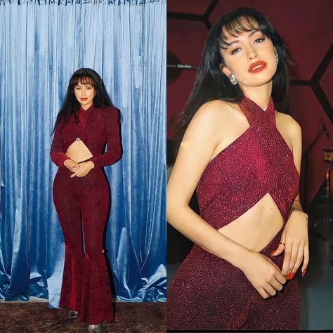 Selena Outfits Quintanilla Style, Selena Costume Ideas, Selena Quintanilla Outfits Costumes, Selena Quintanilla Makeup Look, Selena Costume Quintanilla, Selena Quintanilla Dress, Selena Outfits Quintanilla, Selena Quintanilla Purple Outfit, Hispanic Costume Ideas