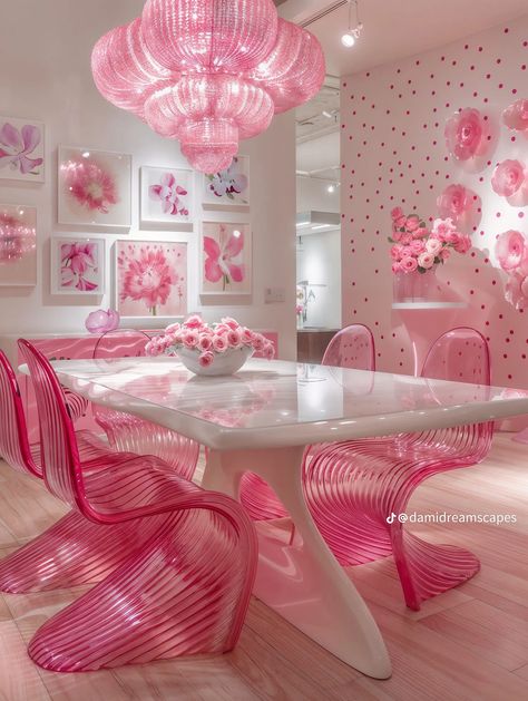 Pink House Interior Design, Barbie Core Apartment, Pink Apartment Ideas, Barbiecore Room, Barbie Apartment, Barbie Room Decor, Dream Bedroom Inspiration, Pink Room Decor, Dream Apartment Decor