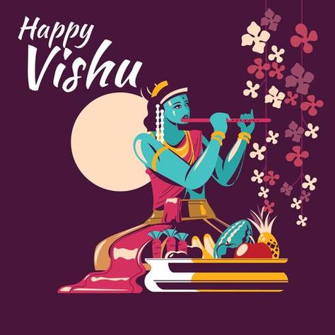 Vishu Greetings, Vishu Festival, India Illustration, Iphone Wallpapers, Krishna, Vector Art, Art Images, Template Design, Iphone Wallpaper