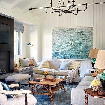 Two Story Living Room with Shiplap Vaulted Ceiling - Transitional - Living Room White Shiplap Vaulted Ceiling, Vertical Shiplap Living Room, Living Room With Shiplap, Shiplap Vaulted Ceiling, Walls Design Ideas, Two Story Living Room, Shiplap Living Room, Stained Wood Beams, Brown Cowhide Rug