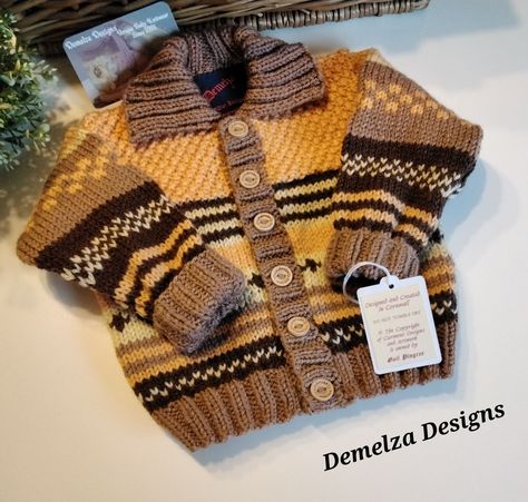 Fairisle Baby Boy's Cardigan 9-18 months size Kids Cardigan Crochet, Baby Boy Knitting Patterns Free, Baby Boy Cardigan, Kids Knitting Patterns, Boys Cardigans, Baby Boy Knitting Patterns, Small Caps, Baby Sweater Knitting Pattern, Knit Baby Sweaters