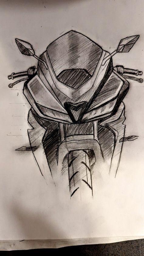 Motorbike Drawing, Motorcycle Drawing, Bike Drawing, Bike Sketch, Pencil Sketch Images, Cool Pencil Drawings, Meaningful Drawings, Art Drawings Sketches Pencil, Art Sketches Pencil