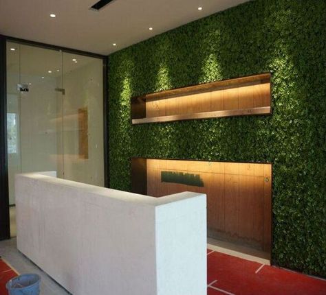 Modern wall decor, Wall decor and Grasses on Pinterest Green Painted Walls Living Room, Vertical Plant Wall, Artificial Vertical Garden, Green Painted Walls, Artificial Grass Wall, Vertical Garden Indoor, Vertical Garden Wall, Grass Wall, Grass Decor