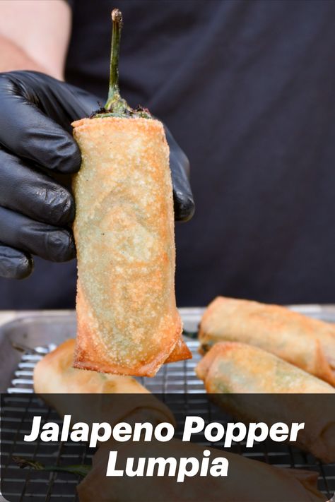 This jalapeno popper lumpia recipe give you crunch from the deep fried wrappers, heat from the jalapeno and creaminess from the filling. Creamed Corn Casserole Recipe, Lumpia Recipe, Fried Spring Rolls, Spicy Dipping Sauce, Spring Roll Wrappers, Pulled Pork Leftovers, Corn Casserole Recipe, Seafood Sauce, Jalapeno Popper