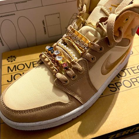 These Are Brand New Only Worn Once Lace Charms Not Included Shoe Lace Accessories, Size 12 Shoes For Women, Sneakers With Charms, Cute Yellow Shoes, Charm Sneakers, Designer Tennis Shoes, Nike Custom Shoes, Colorful Sneakers Women, Fall Shoes Women