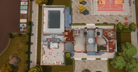 Sims 4 High School, The Sims 4 Lots, Bloxburg Decals Codes Wallpaper, Code Wallpaper, Sims 4 House Plans, Sims 4 House Building, Bloxburg Decals Codes, Sims 4 House Design, Sims Building